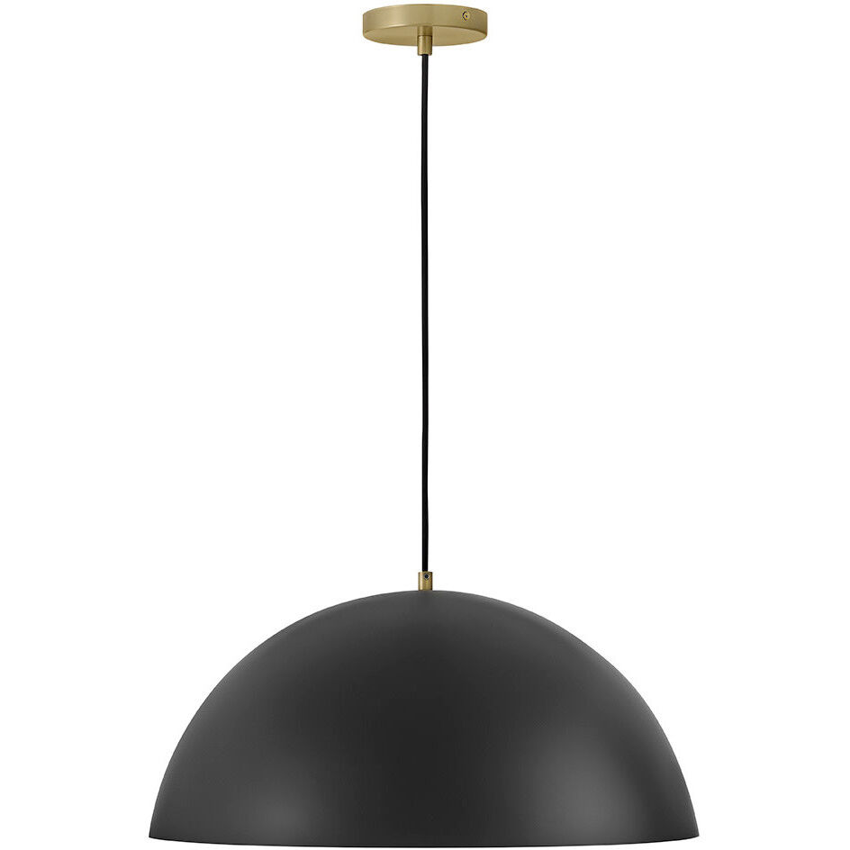 Lou 1 Light 22 inch Black with Lacquered Brass Pendant Ceiling Light