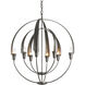 Double Cirque 8 Light 25.4 inch Natural Iron Chandelier Ceiling Light