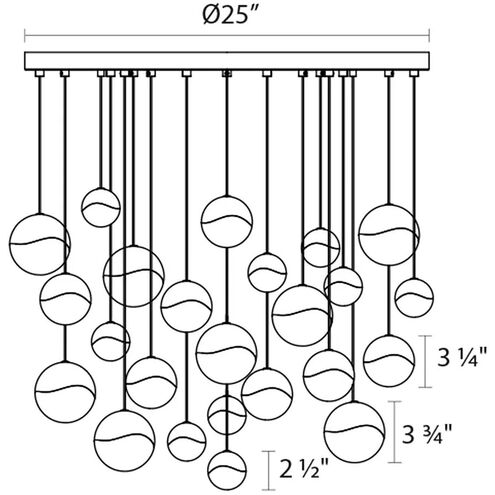 Grapes LED 26 inch Satin Nickel Cluster Pendant Ceiling Light in White Glass