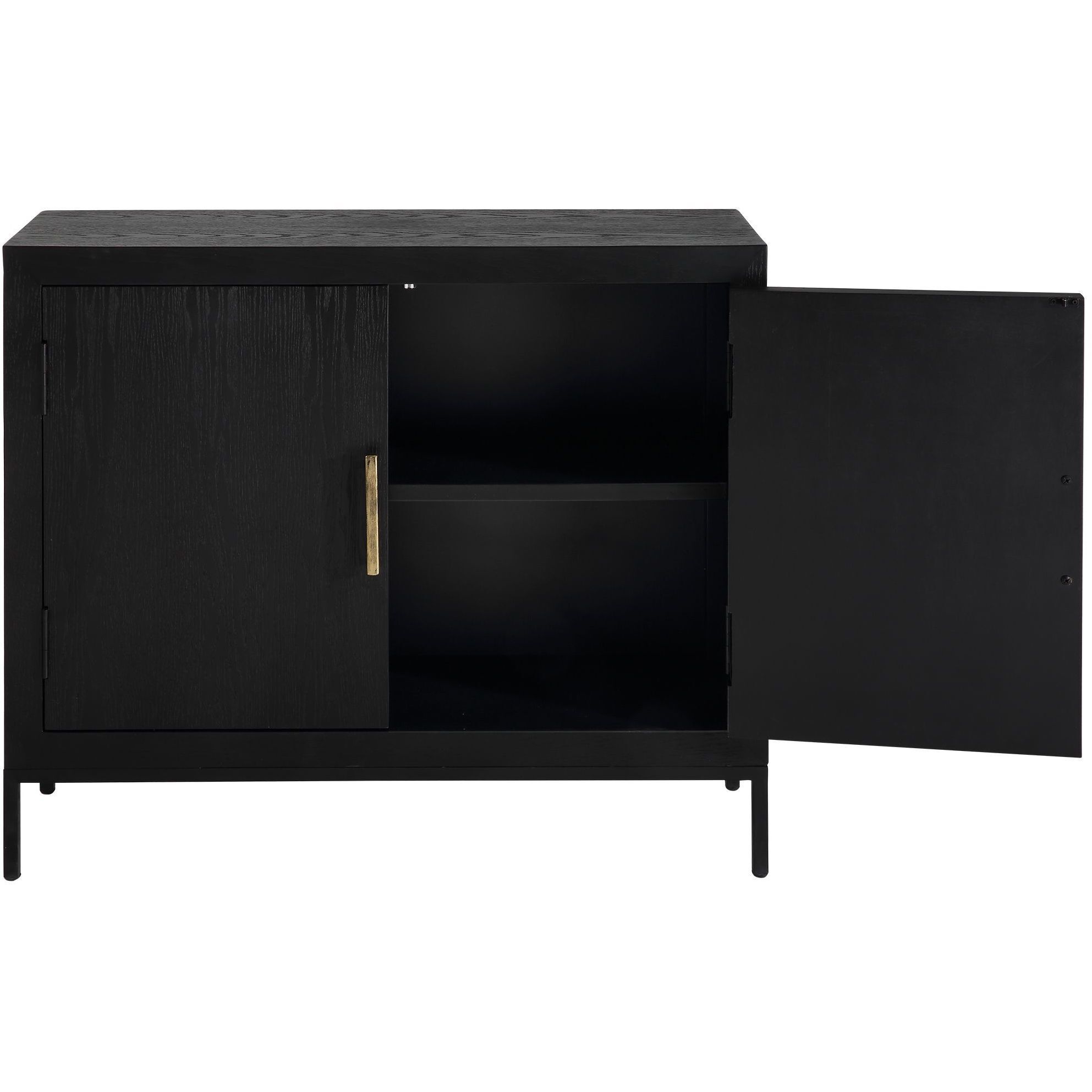 Front Range Dark Ebony Oak Veneer and Aged Gold 2 Door Cabinet