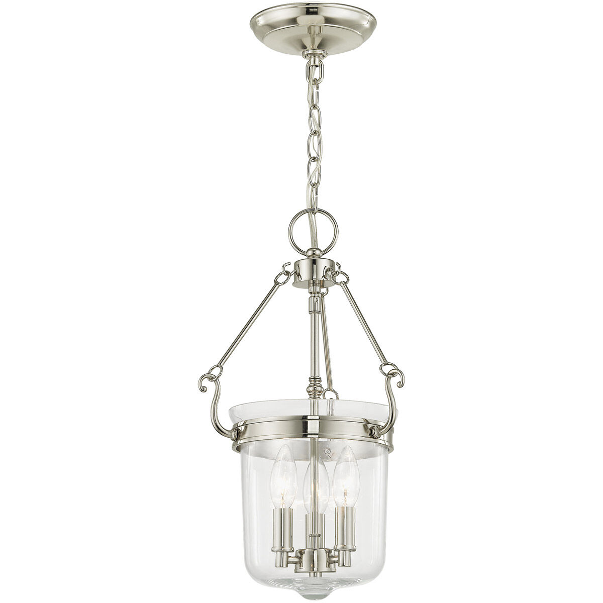 Rockford 3 Light 10.5 inch Polished Nickel Pendant Ceiling Light
