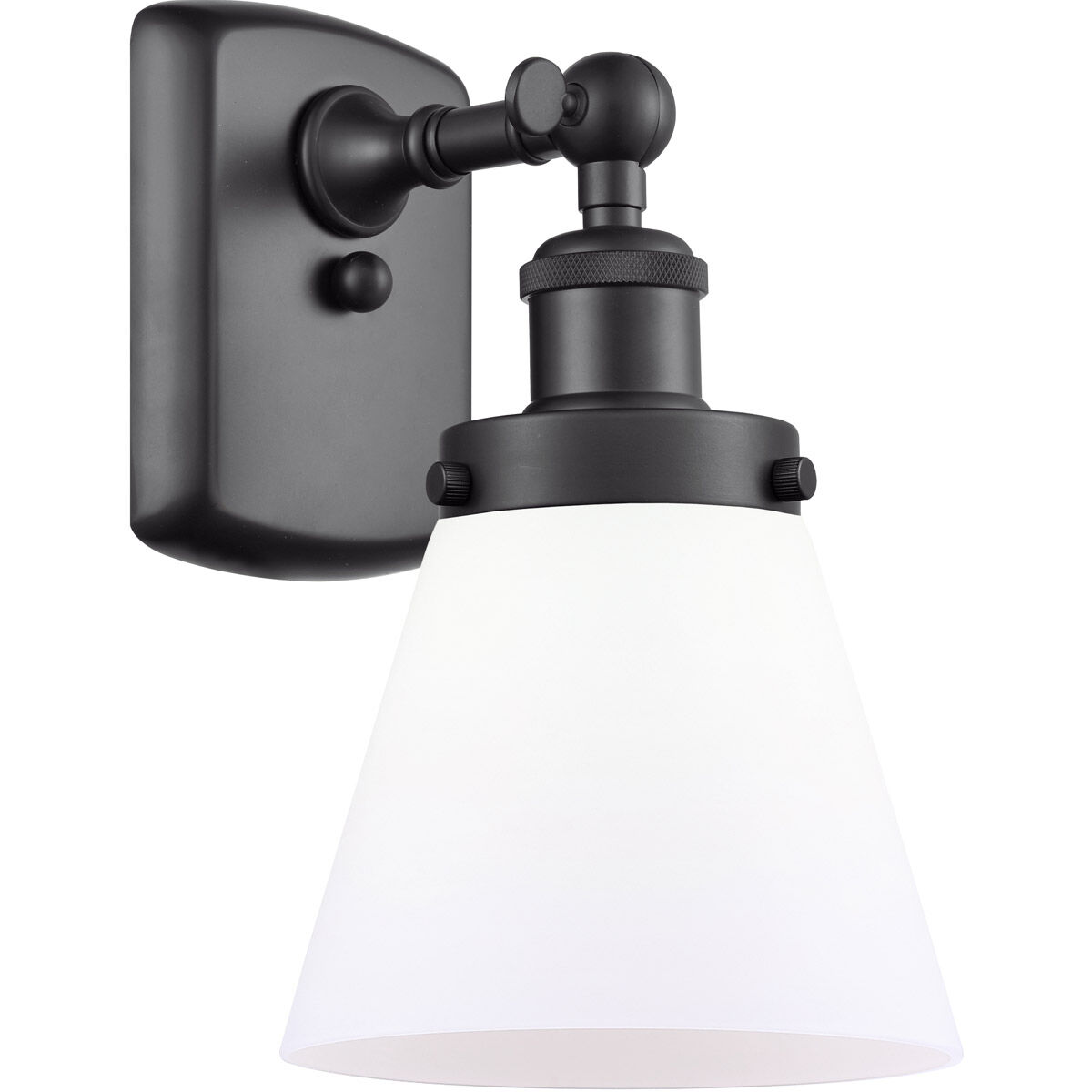 Ballston Small Cone 1 Light 6 inch Matte Black Sconce Wall Light in Matte White Glass, Ballston