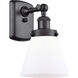 Ballston Small Cone 1 Light 6 inch Matte Black Sconce Wall Light in Matte White Glass, Ballston
