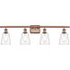 Ballston Ellery 4 Light 36 inch Antique Copper Bath Vanity Light Wall Light in Clear Glass, Ballston