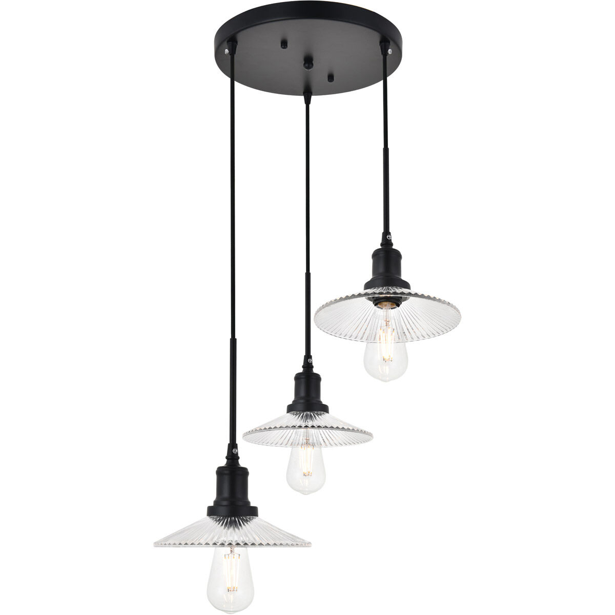 Waltz 3 Light 19 inch Black Pendant Ceiling Light