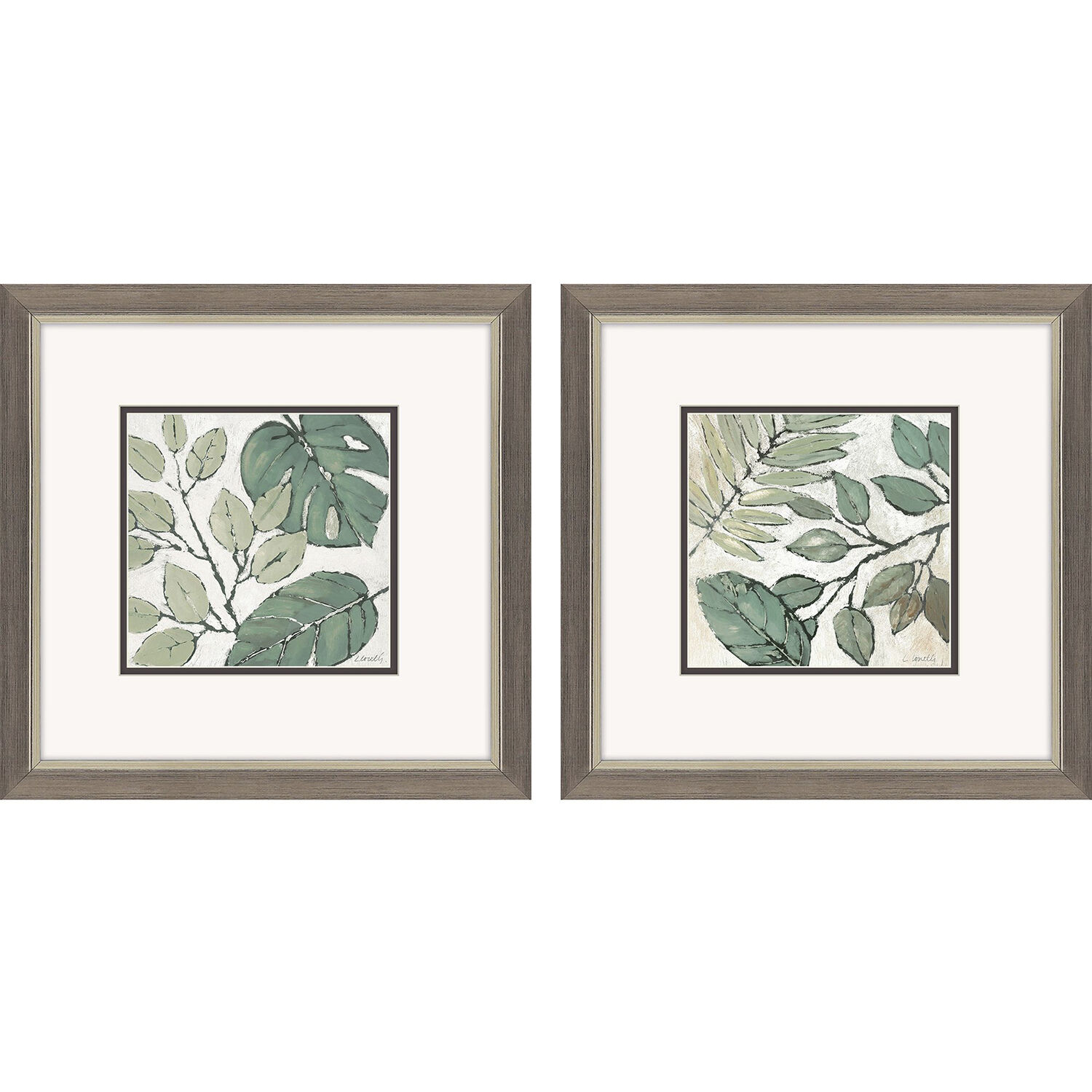 Florals Green and Brown and Gray Framed Art, Propac