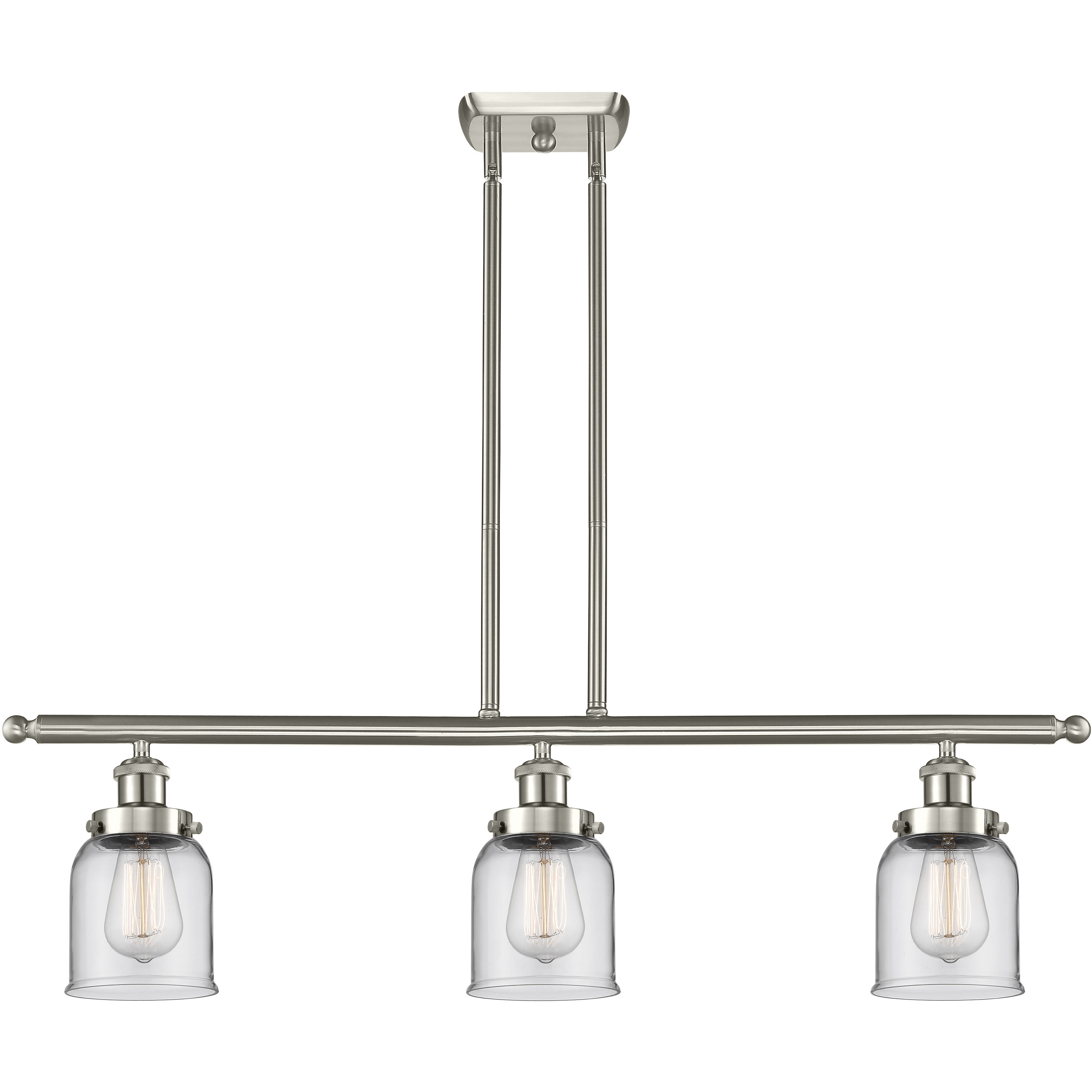 Ballston Small Bell LED 36 inch Brushed Satin Nickel Island Light Ceiling Light in Clear Glass, Ballston