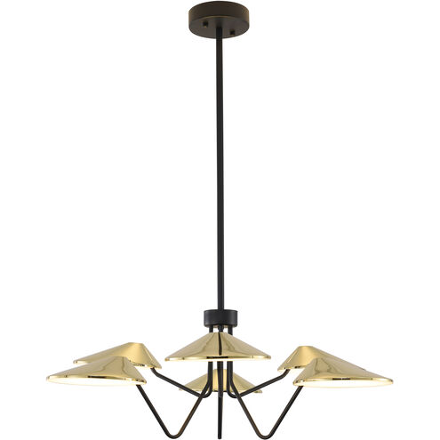 Canada LED 33.5 inch Black & Shiny Brass Chandelier Ceiling Light