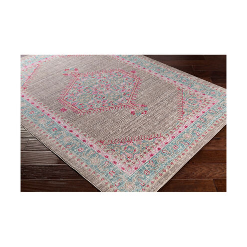 Germili 65 X 47 inch Teal/Taupe/Bright Pink Rugs, Polyester