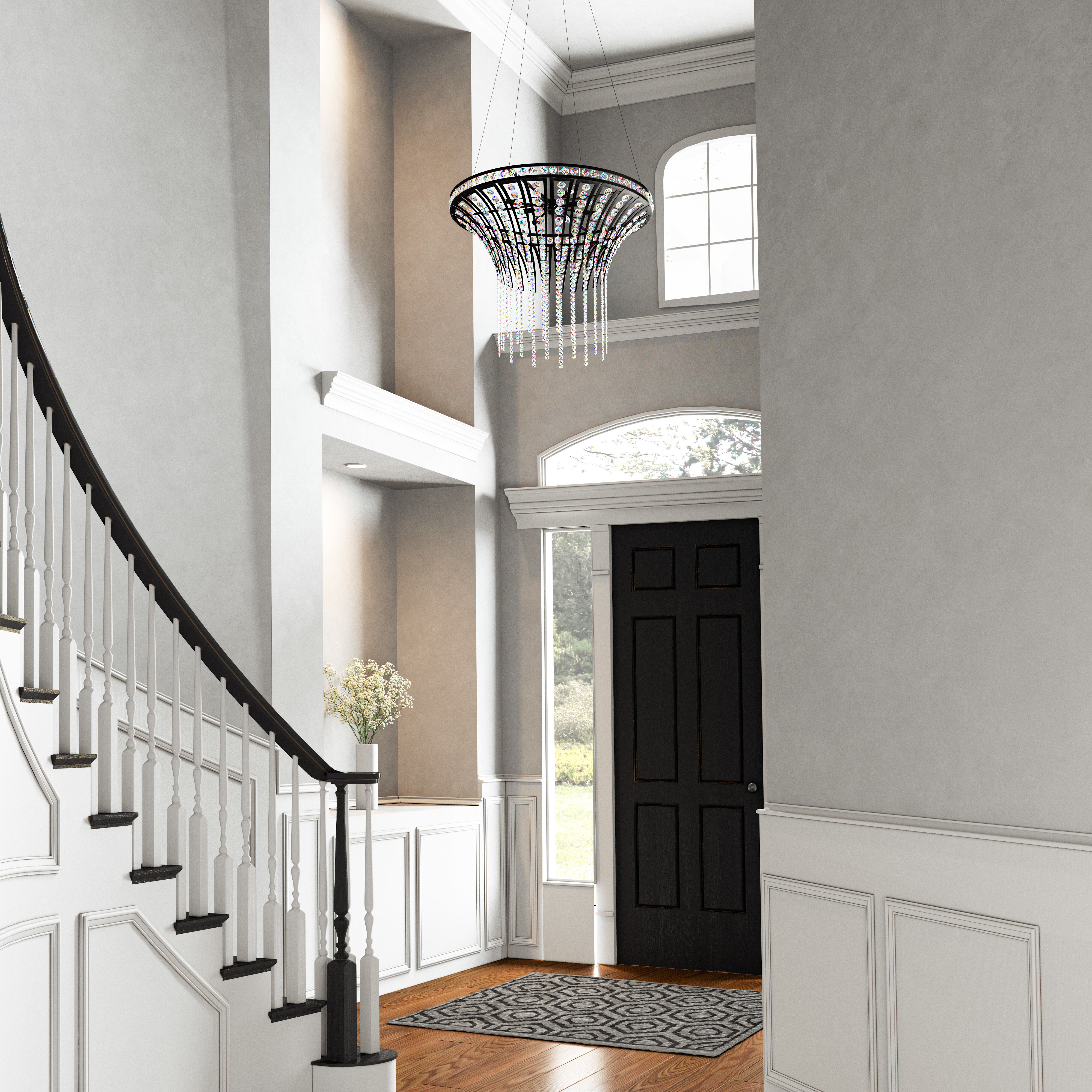 Fantania 8 Light 36 inch Matte Black Chandelier Ceiling Light