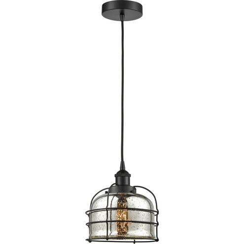 Bell Cage 1 Light 9 inch Matte Black Mini Pendant Ceiling Light in Silver Plated Mercury Glass