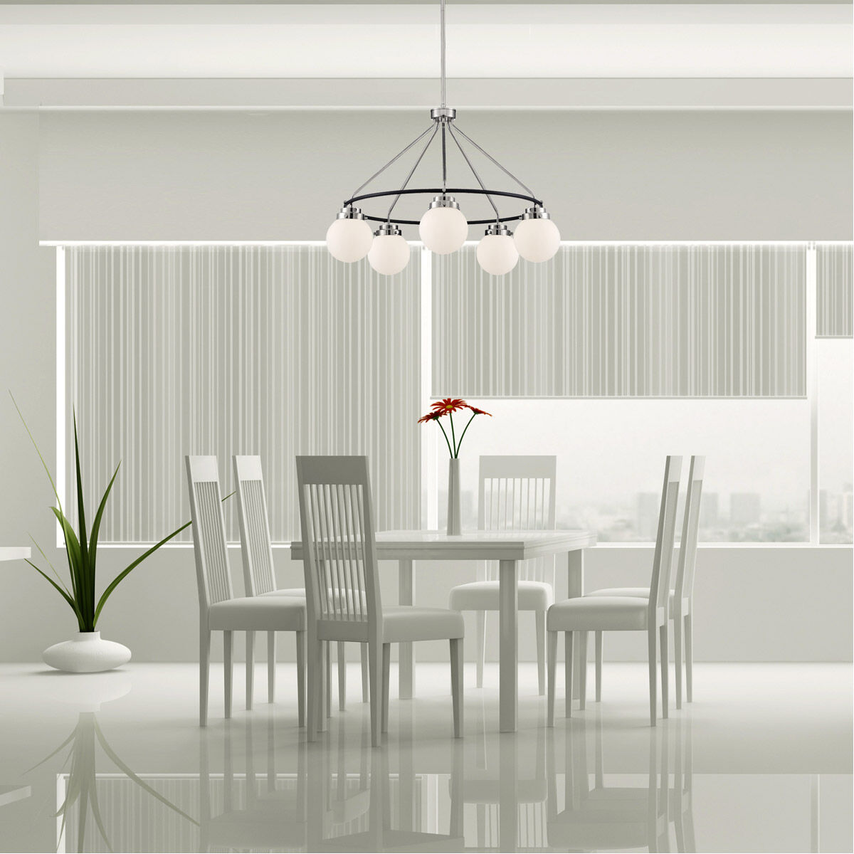 Elle 5 Light 28 inch Polished Nickel Chandelier Ceiling Light