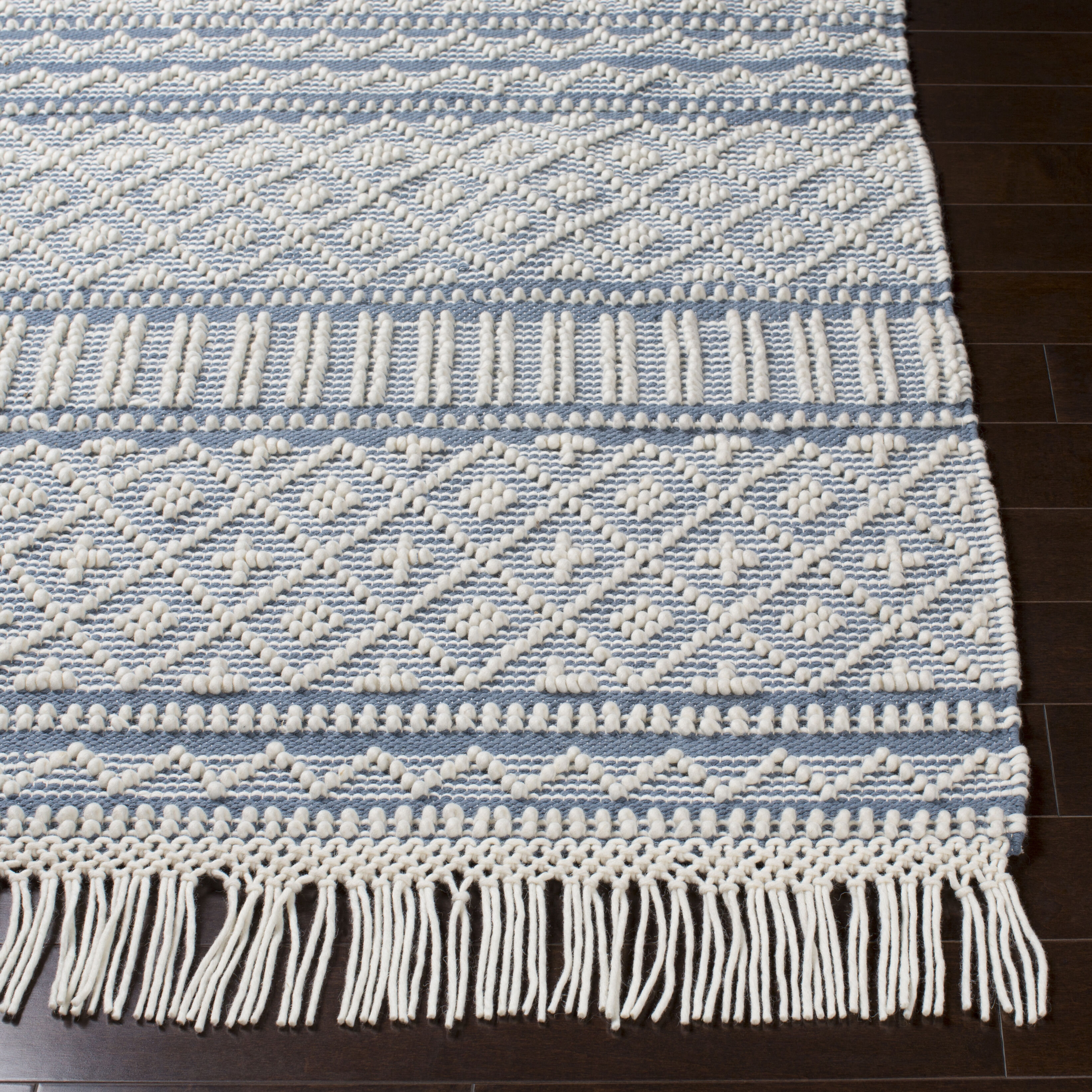 Farmhouse Tassels 60 X 36 inch Blue Rug in 3 x 5, Rectangle