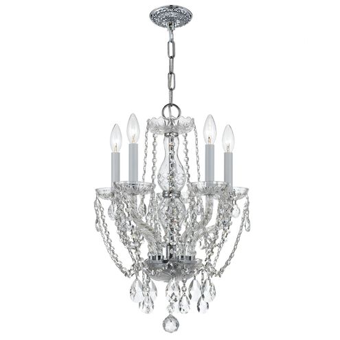 Traditional Crystal 5 Light 14 inch Polished Chrome Mini Chandelier Ceiling Light in Clear Swarovski Strass