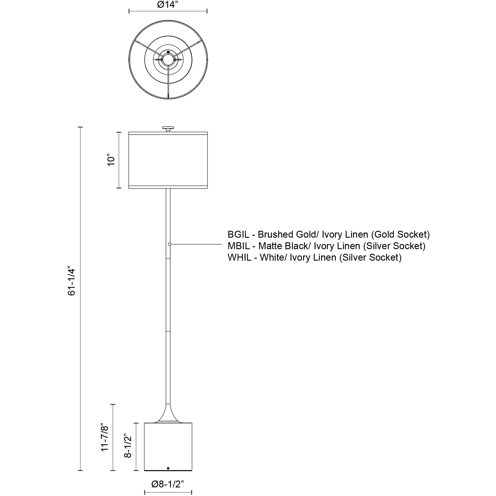 Alora Mood Issa 61.25 inch 60.00 watt Matte Black/Ivory Linen Floor Lamp Portable Light in Matte Black and Ivory Linen