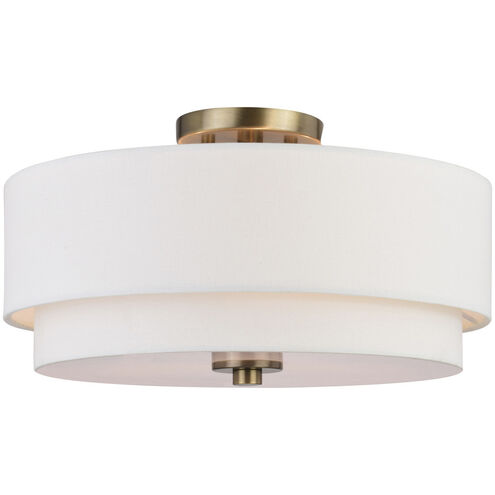 Burnaby 3 Light 16 inch Matte Brass Semi-Flush Mount Ceiling Light