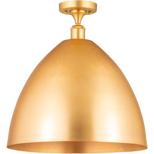 Ballston Plymouth Dome 1 Light 16 inch Antique Brass Semi-Flush Mount Ceiling Light in Matte Red