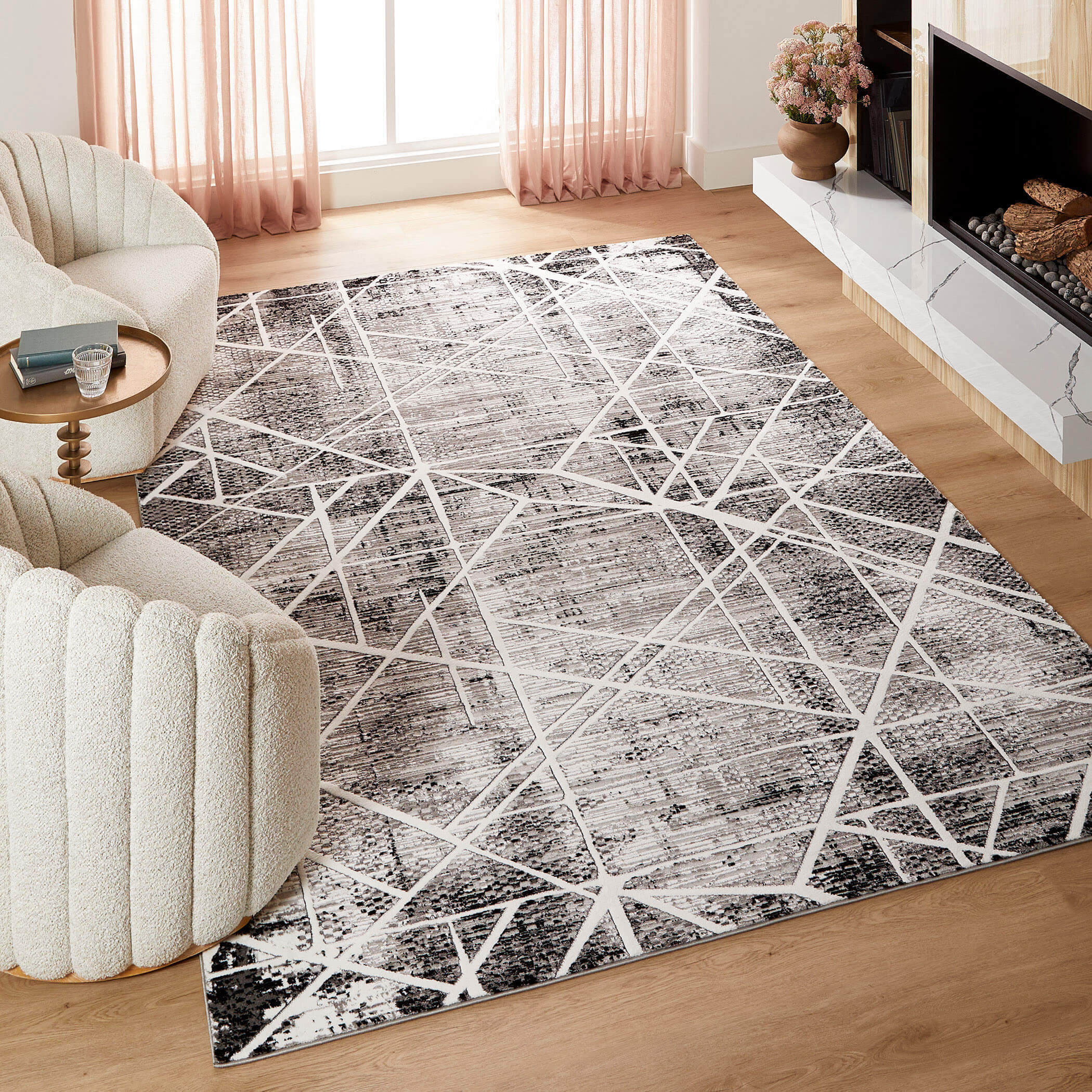 Sesia 158 X 118 inch Black/White Rug in 10 x 13