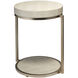 Chester Round 23.5 X 20.5 inch Ivory Faux Shagreen and Antique Brass Metal Side Table