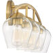 Transitional 4 Light 32.75 inch Natural Brass Bathroom Vanity Light Wall Light