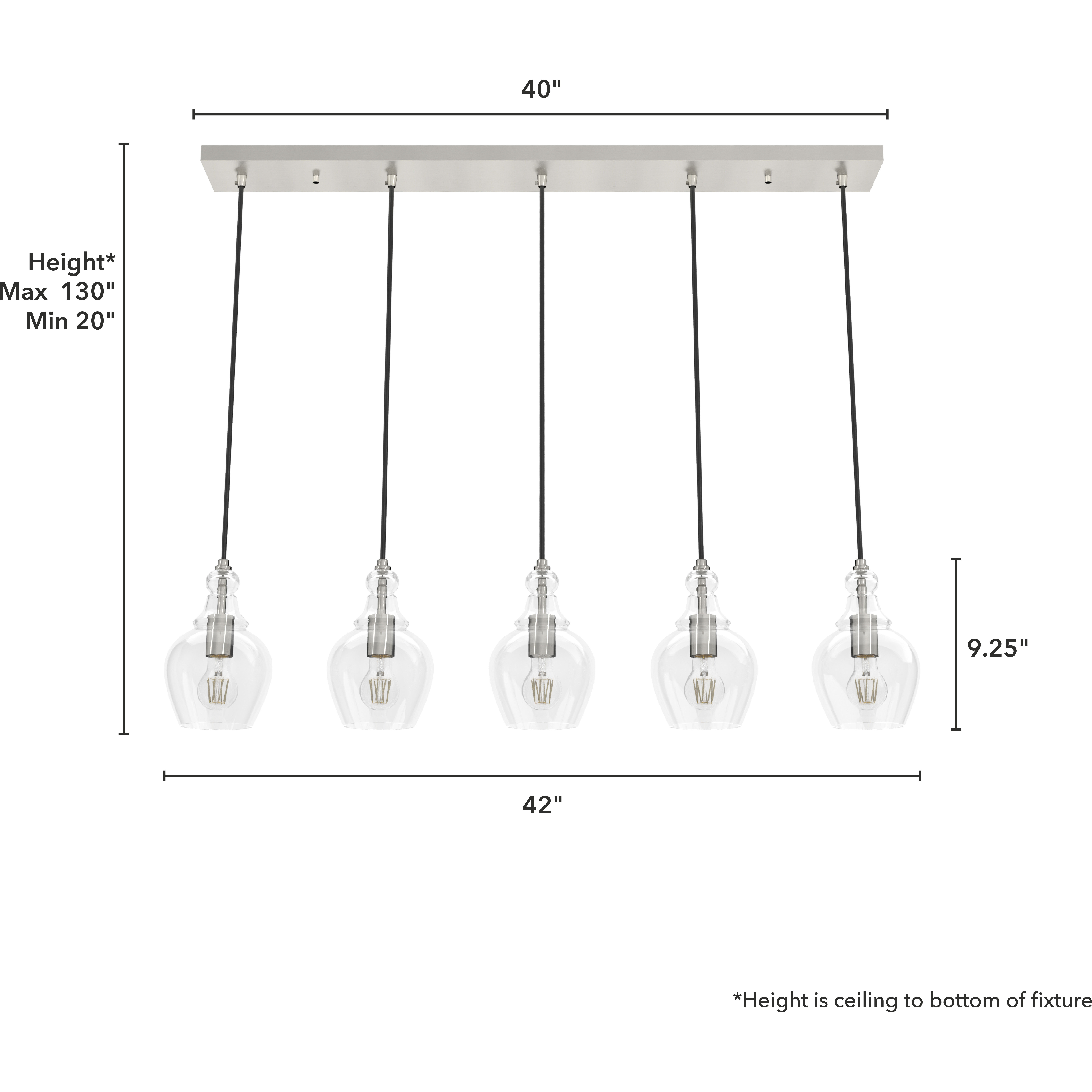Maple Park 42 inch Linear Cluster Pendant Ceiling Light