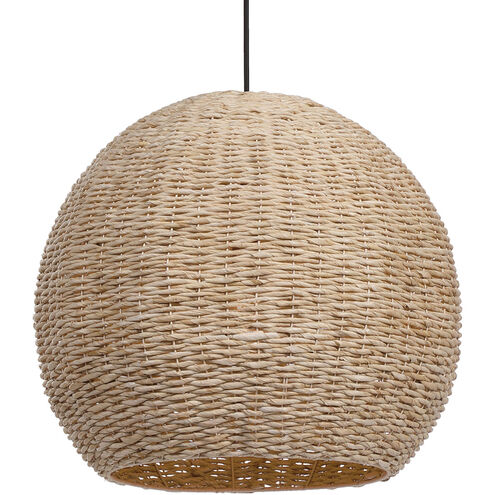 Seagrass 1 Light 24 inch Natural Woven Seagrass with Antique Brass Accents Pendant Ceiling Light