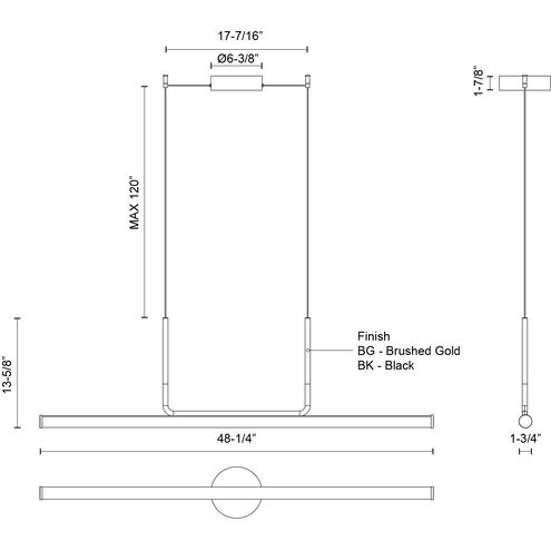 Vesper Linear Pendant Ceiling Light in Black