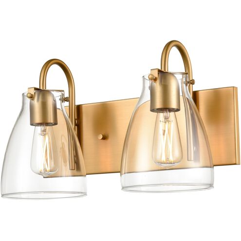 Emma 2 Light 14.75 inch Brass Bath Vanity Wall Light in Clear Glass