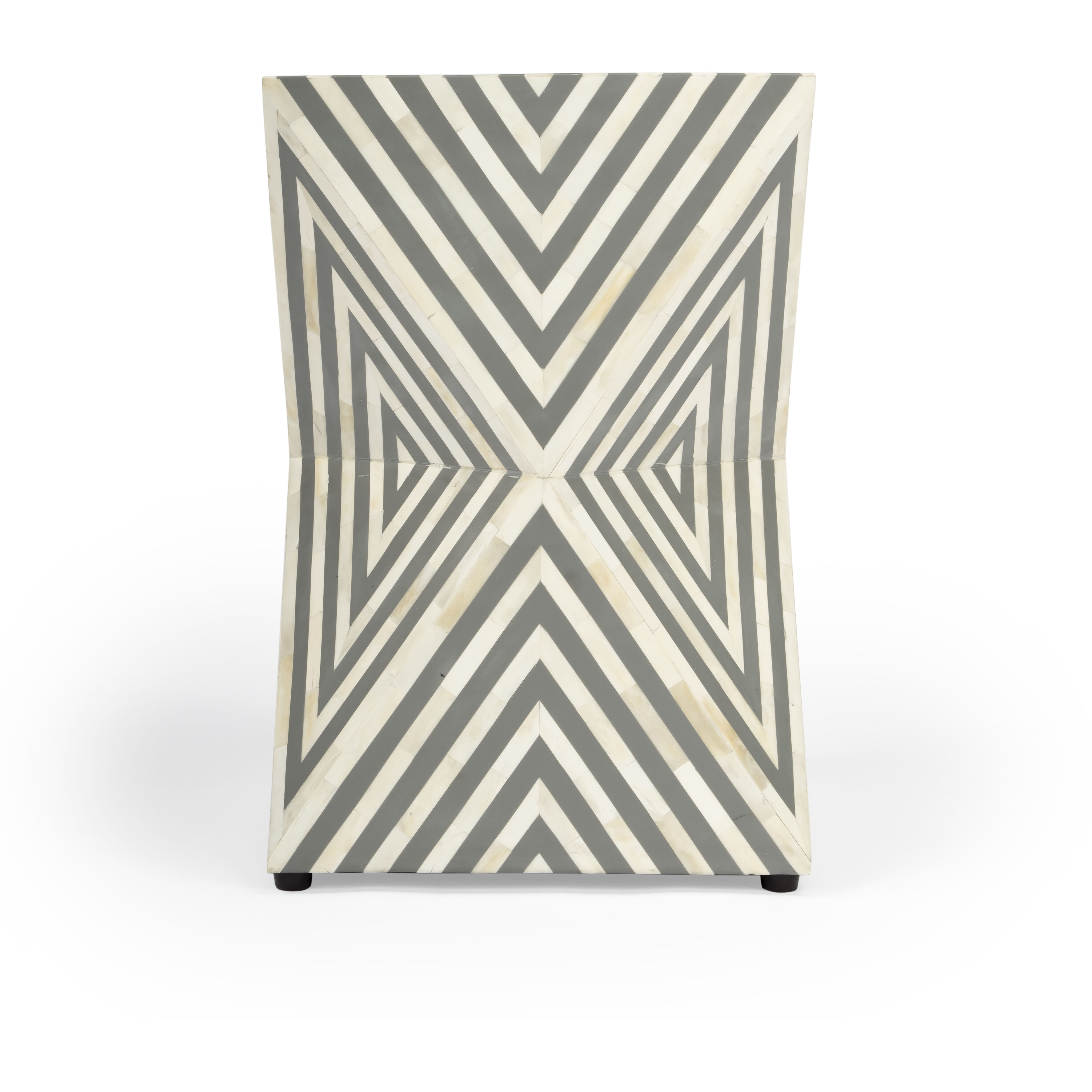 Anais and Grey Bone Inlay Side Table in Gray and White