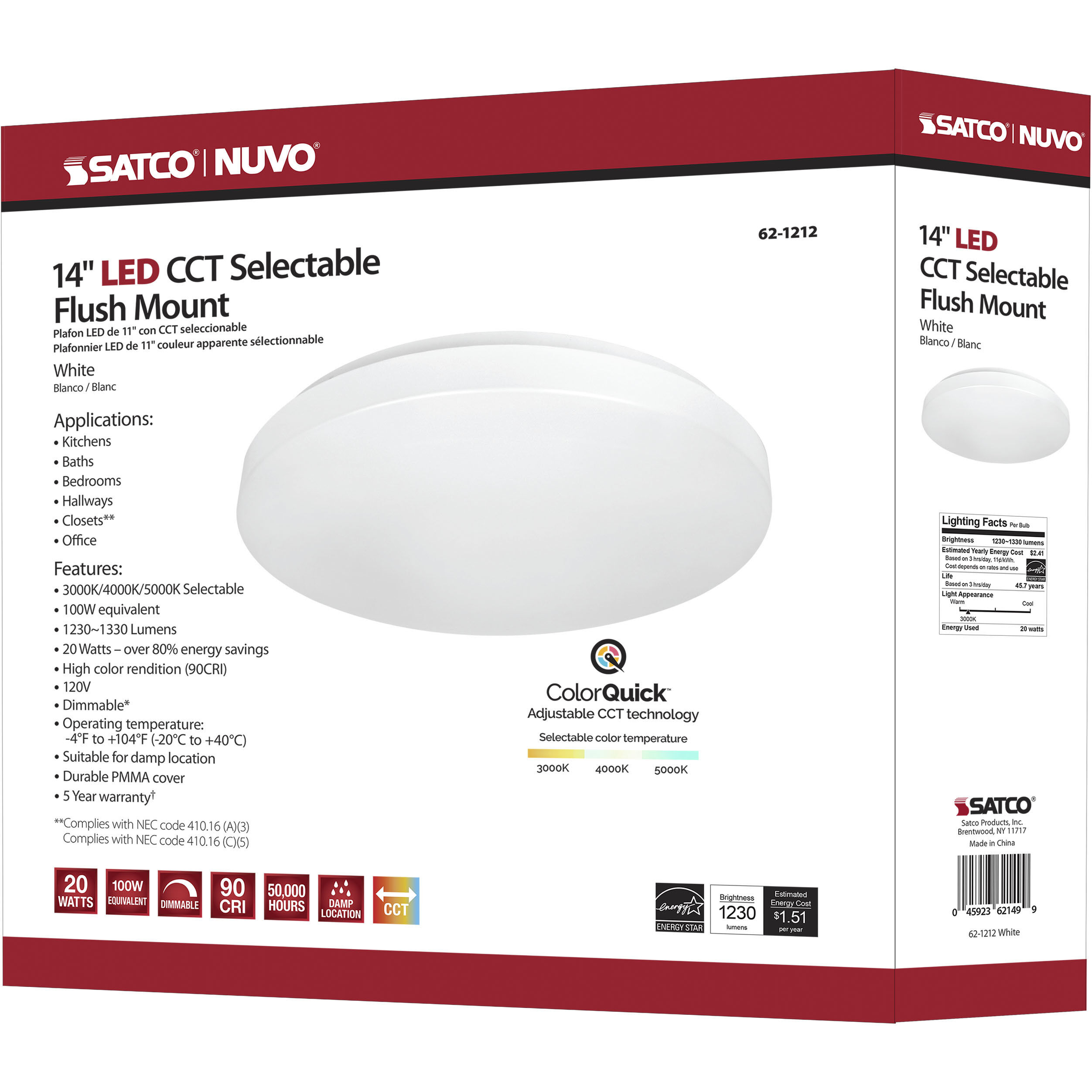 Cloud LED 14 inch White Flush Mount Ceiling Light