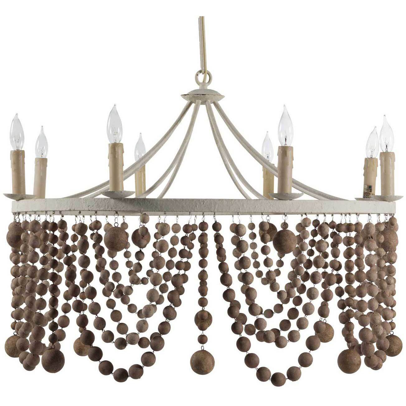 Madeleine 8 Light 36.5 inch Plaster / Beige Washed Wood Chandelier Ceiling Light