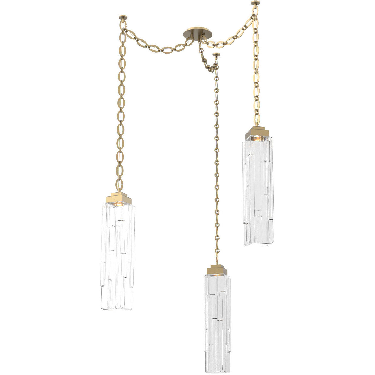 Ledgestone LED 13.5 inch Gilded Brass Swag Multi-Pendant Ceiling Light in 2700K LED, Oval Chain