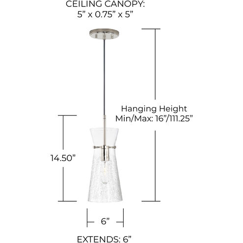 Mila 1 Light 6 inch Polished Nickel Pendant Ceiling Light