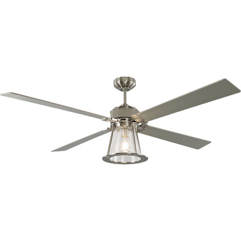 Rockland 60 inch Brushed Steel with Washed Oak/Silver Blades Indoor-Outdoor Ceiling Fan