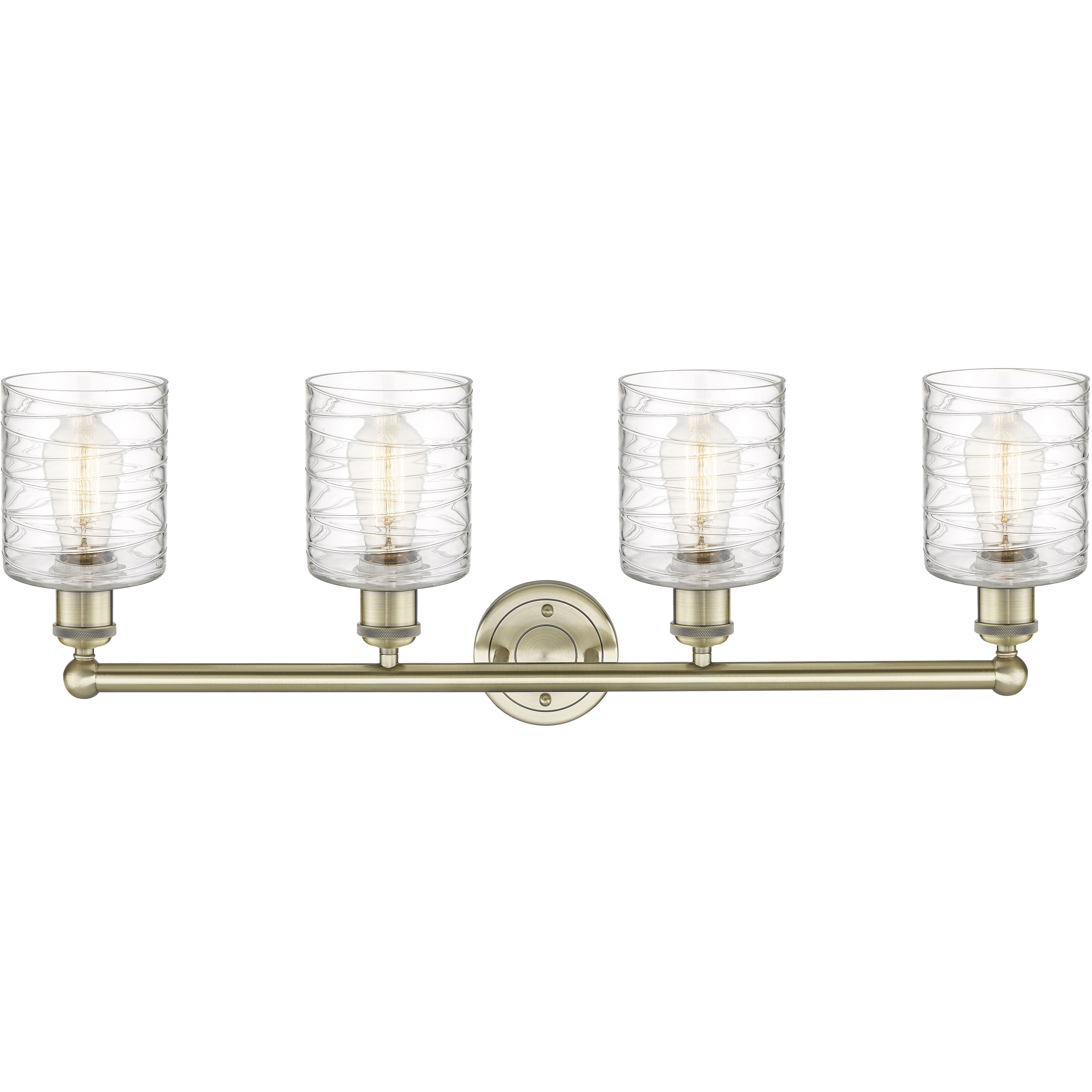 Cobbleskill 4 Light 32 inch Antique Brass Bath Vanity Light Wall Light in Deco Swirl