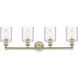 Cobbleskill 4 Light 32 inch Antique Brass Bath Vanity Light Wall Light in Deco Swirl