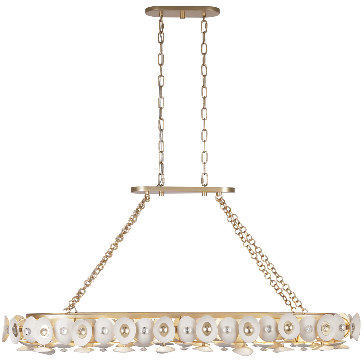 Niu 14 Light 49 inch Coconut Shell Gold / Coconut Shell White Island Light Ceiling Light