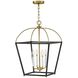 Tate 4 Light 16 inch Black with Lacquered Brass Pendant Ceiling Light