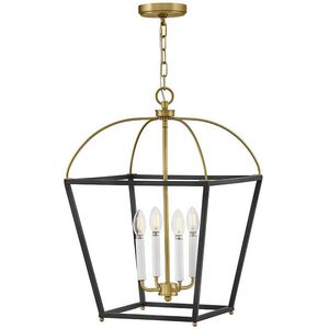 Tate 4 Light 16 inch Black with Lacquered Brass Pendant Ceiling Light
