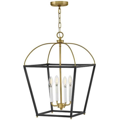 Tate 4 Light 16 inch Black with Lacquered Brass Pendant Ceiling Light