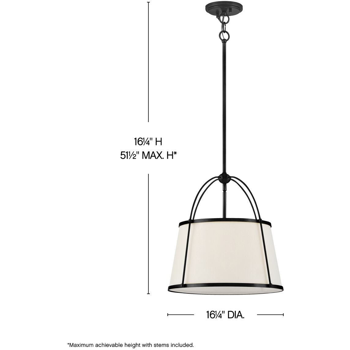 Clarke 1 Light 16.25 inch Black Pendant Ceiling Light