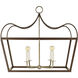 New Traditional 4 Light Antique Brass and Antique Platinum Pendant Ceiling Light