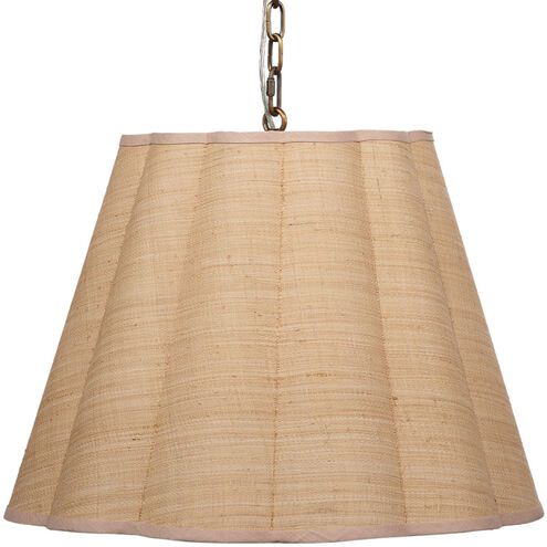 Scalloped 1 Light 24 inch Antique Brass Pendant Ceiling Light in Natural Raffia