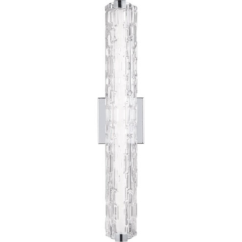 Cutler LED 24 inch Chrome Wall Bath Fixture Wall Light in Clear Staggered Rock