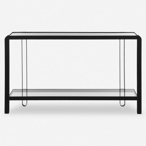 Shadow 55.25 inch Satin Black and Clear Glass Console Table