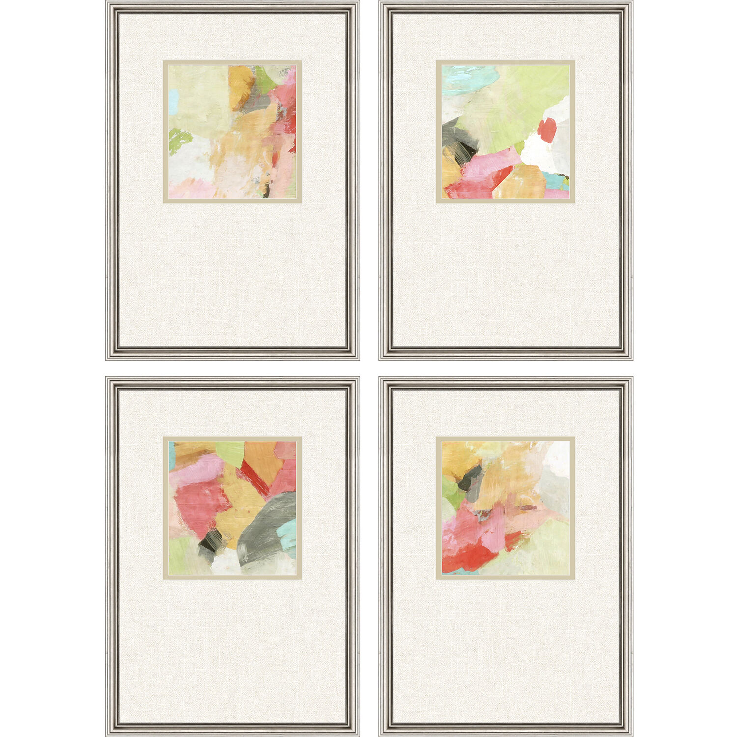 Abstract Multi and Green and Orange and Pink Framed Art