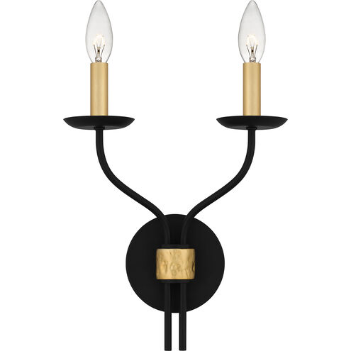 Margaret 2 Light 11 inch Matte Black Wall Sconce Wall Light, Small