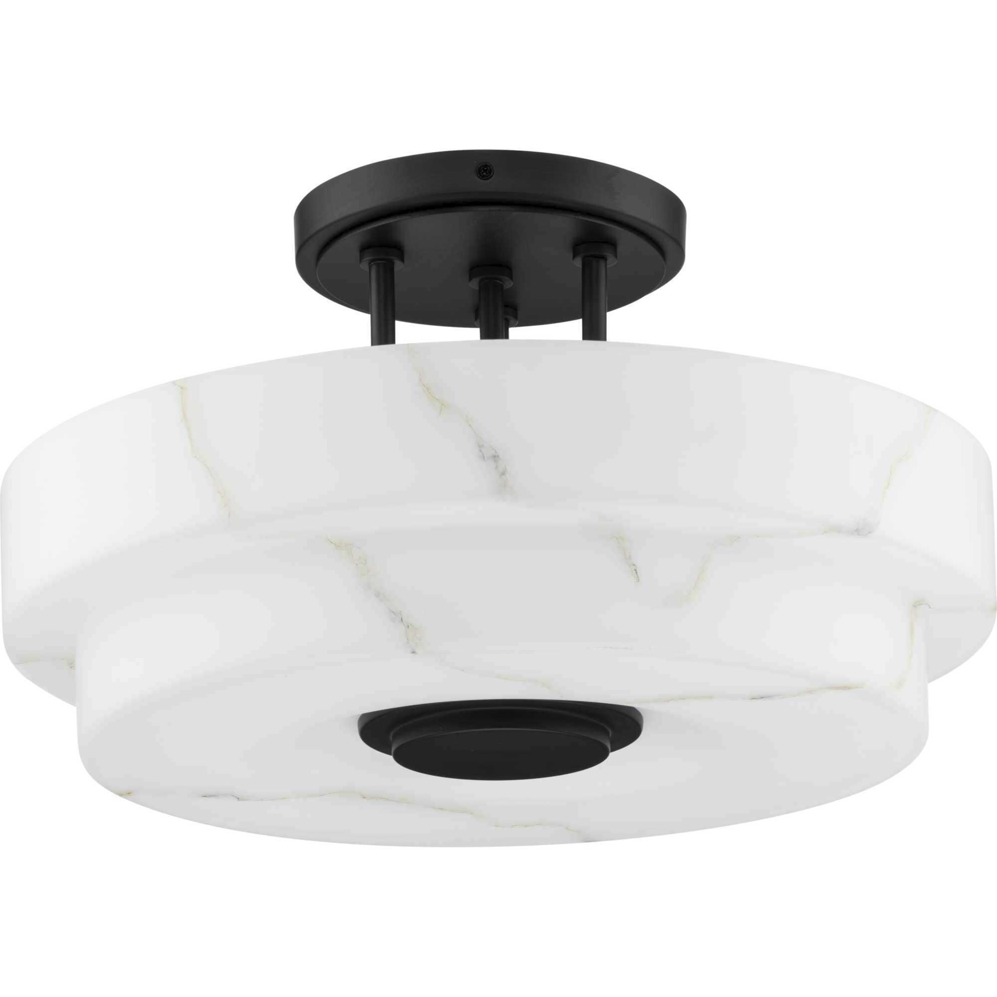 Tosca 3 Light 18 inch Matte Black Semi-Flush Mount Ceiling Light, Design Series