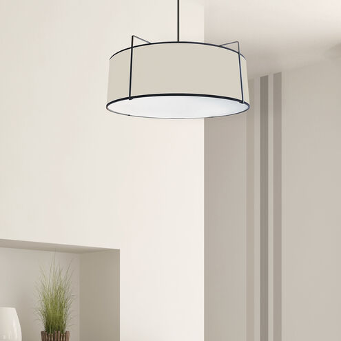Trapezoid 4 Light 24 inch Black with Cream Pendant Ceiling Light