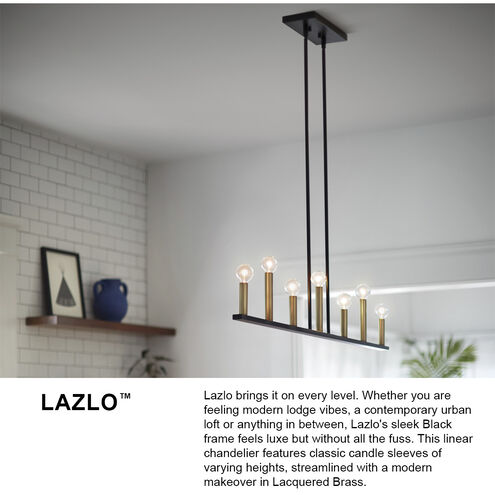 Lazlo LED 40 inch Black Chandelier Ceiling Light, Linear